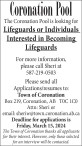 The Coronation Pool is looking for Lifeguards or Individuals Interested in Becoming Lifeguards
