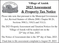 Village of Amisk 2023 Assessment & Property Tax Notice