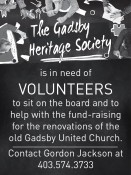 The Gadsby Heritage Society is in need of VOLUNTEERS
